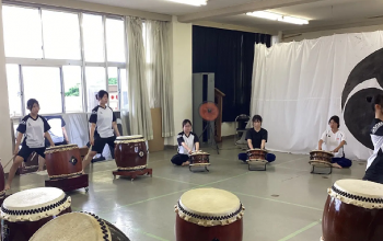 和太鼓部の練習風景